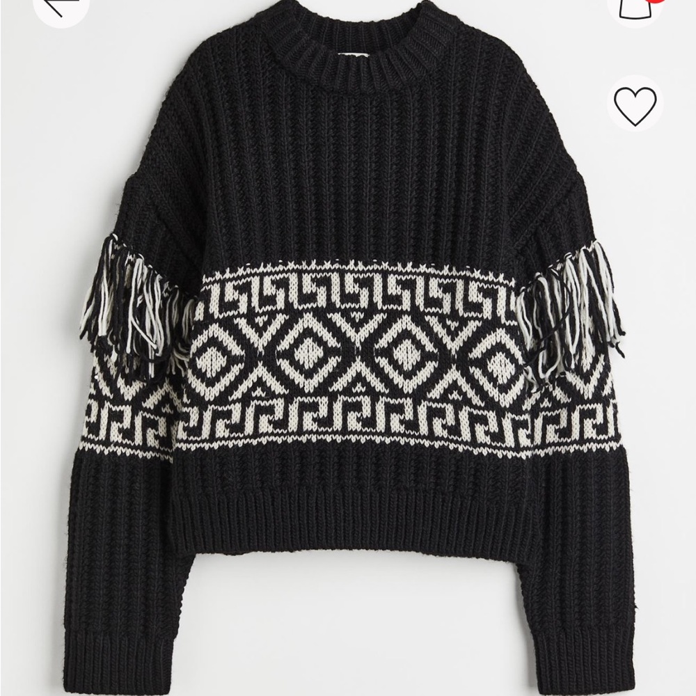 H&M Jaquard Knit Sweater with Fringe